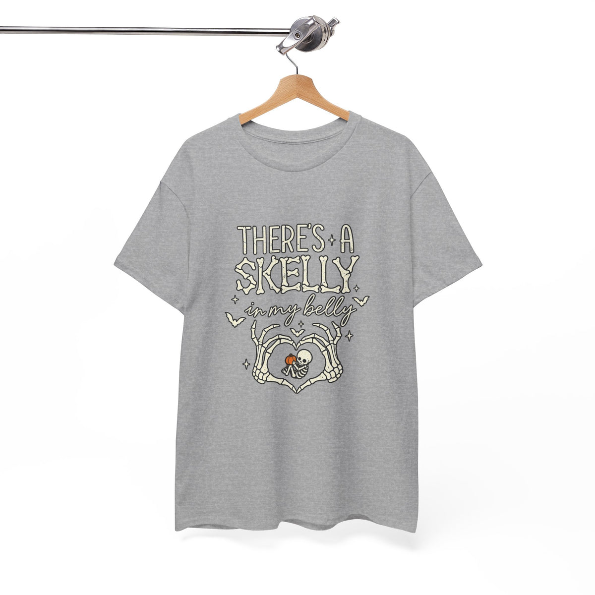 Skeleton Heart T‑Shirt — "There's a Skelly in My Belly" Cute Halloween Tee