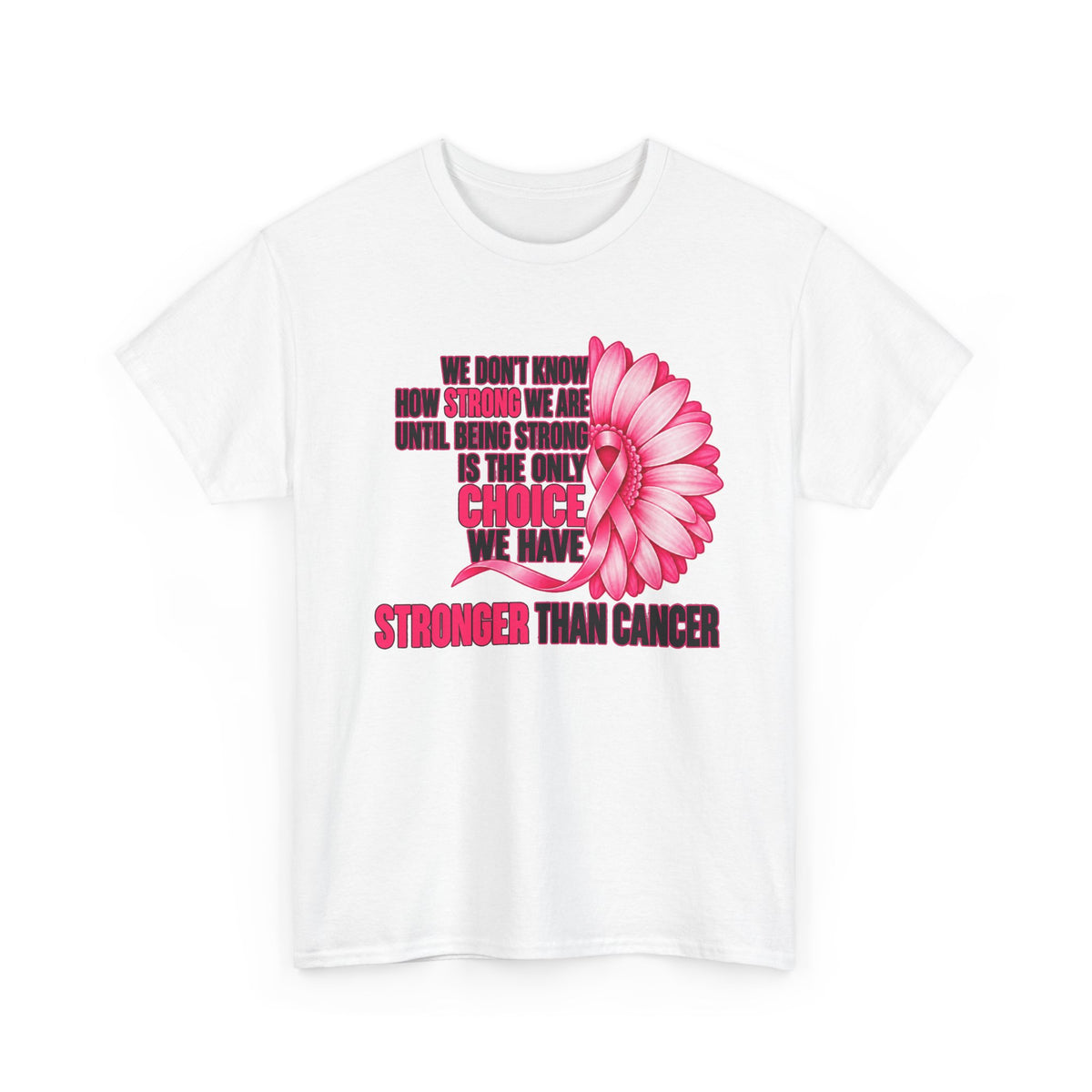 Breast Cancer Awareness T-Shirt - "Stronger Than Cancer" Floral Support Tee