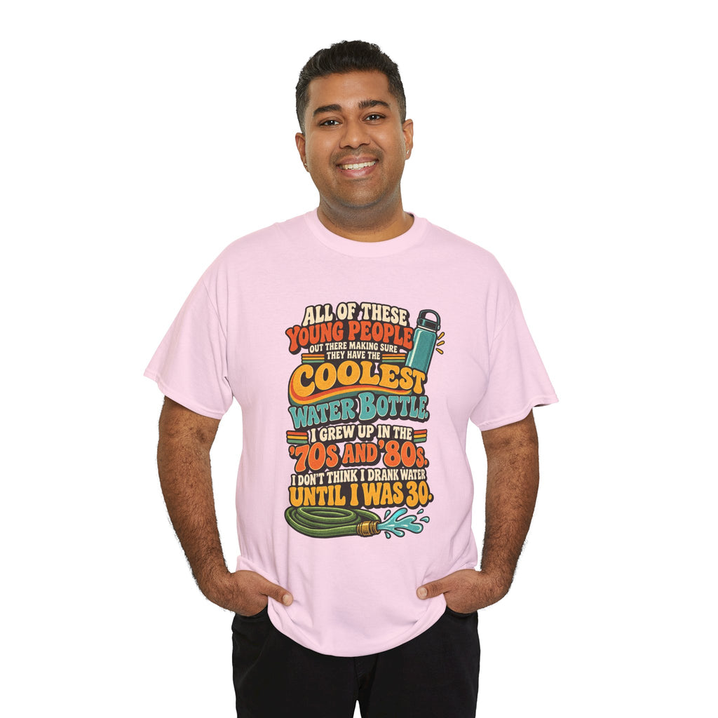 Retro 70s-80s Funny Water Bottle Tee — "Coolest Water Bottle" Graphic T-Shirt
