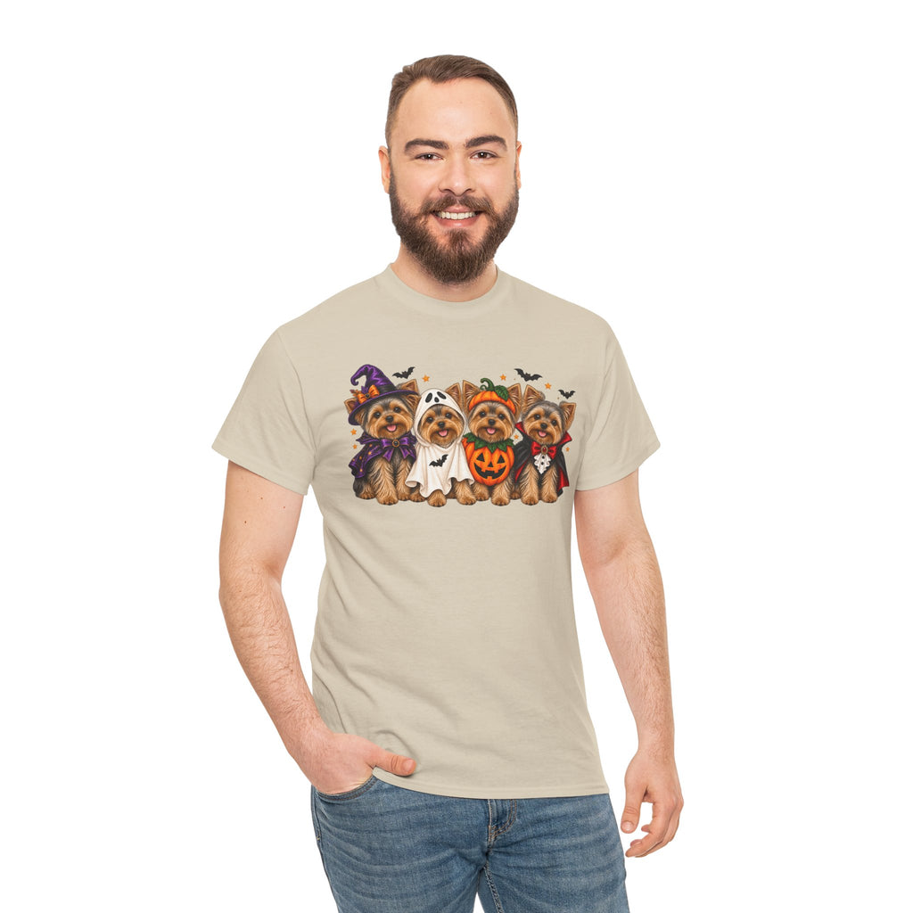 Halloween Yorkie T-Shirt — Cute Yorkies in Costumes (Pumpkin, Ghost, Witch, Vampire)