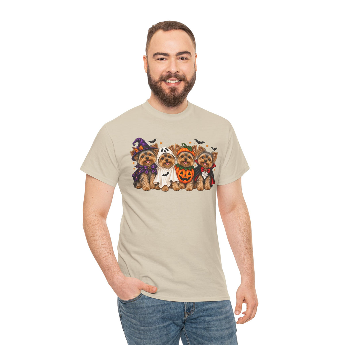 Halloween Yorkie T-Shirt — Cute Yorkies in Costumes (Pumpkin, Ghost, Witch, Vampire)