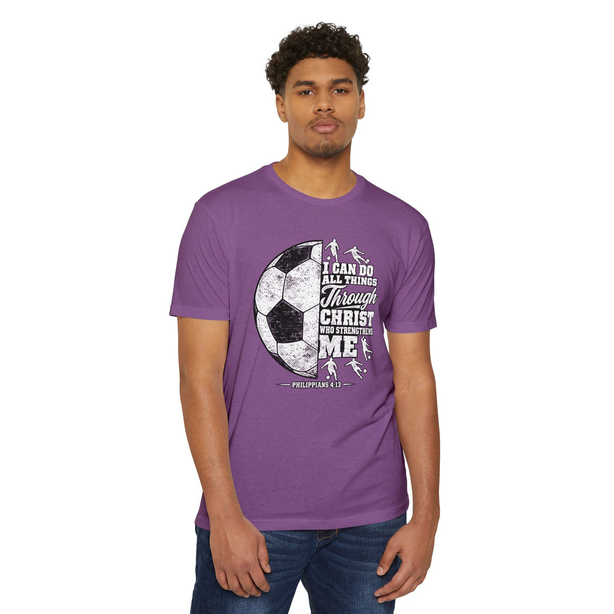 Christian Soccer T-Shirt — “I Can Do All Things Through Christ” Faith Soccer Tee
