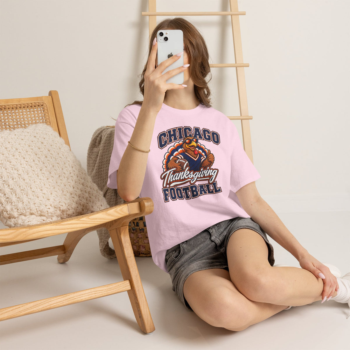 Chicago Thanksgiving Football T-Shirt — Turkey Mascot Game Day Tee