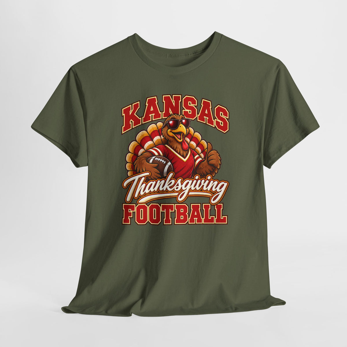 Kansas Thanksgiving Football T‑Shirt — Turkey Mascot Holiday Game Tee