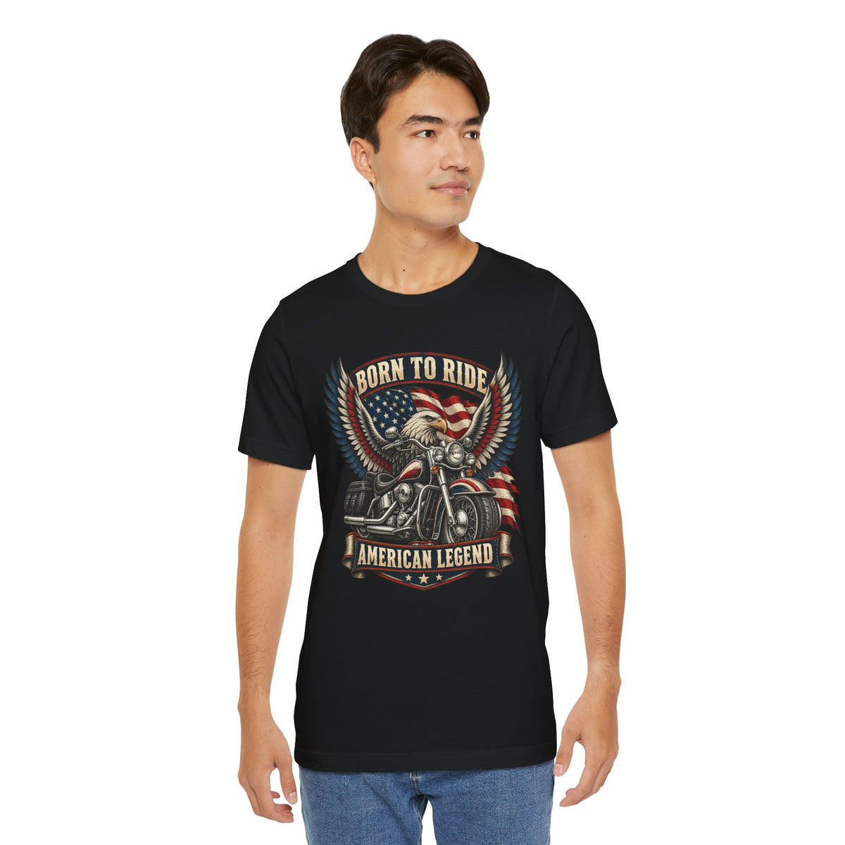 Born to Ride Eagle Motorcycle Tee — American Legend Patriotic T-Shirt