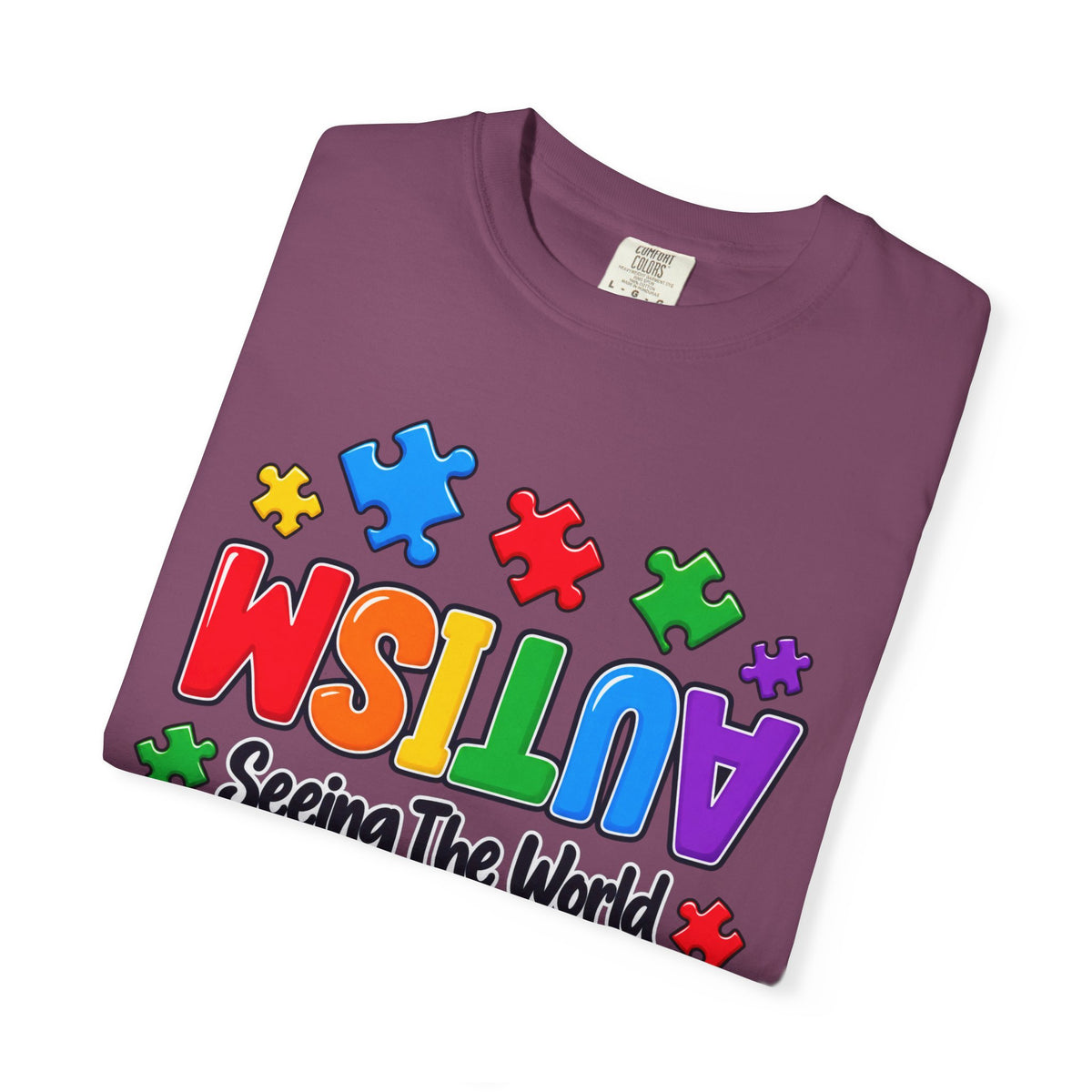 Autism Awareness T-Shirt — "Seeing the World From a Different Angle" Puzzle Design