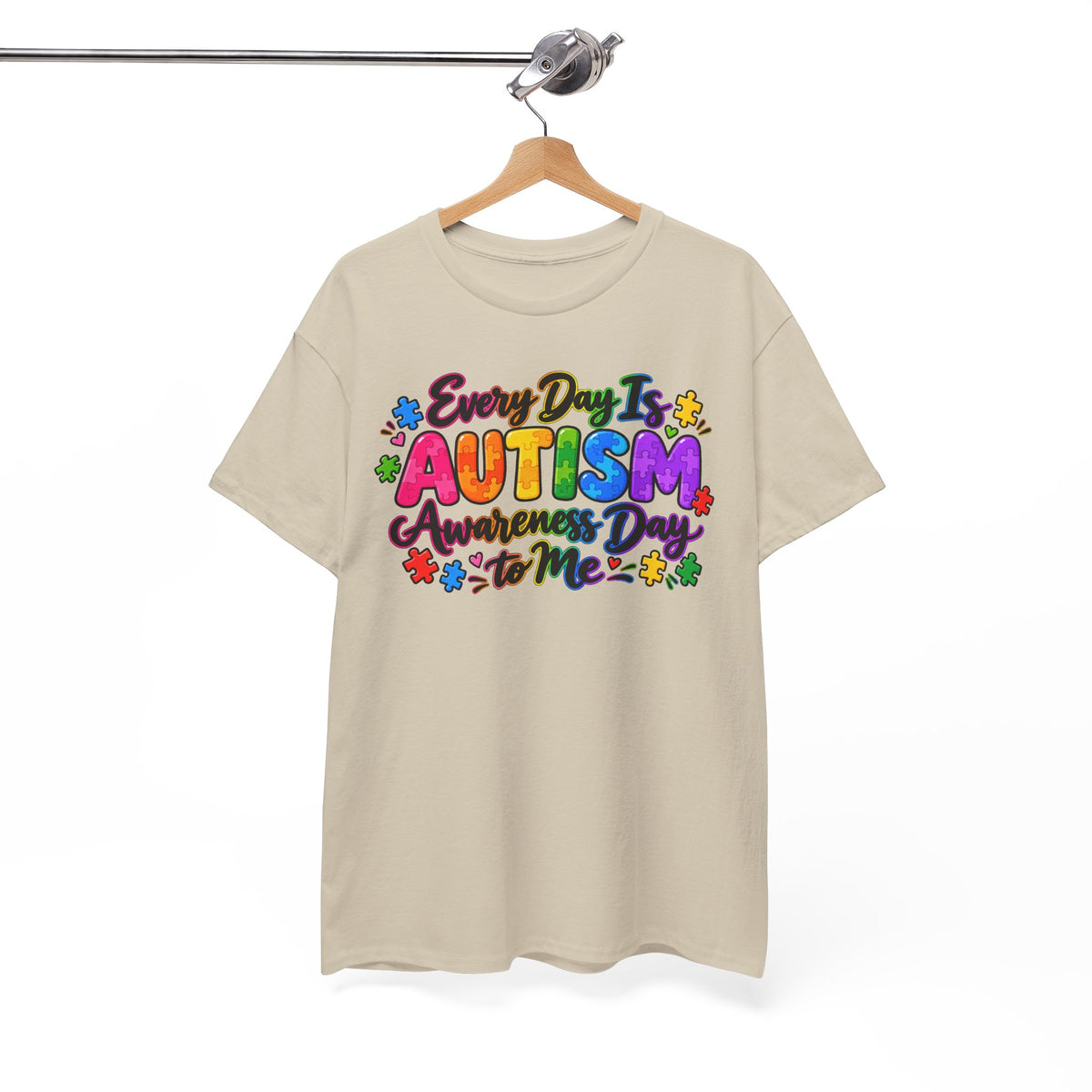 Autism Awareness T-Shirt — "Every Day Is Autism Awareness Day to Me" Colorful Puzzle Tee
