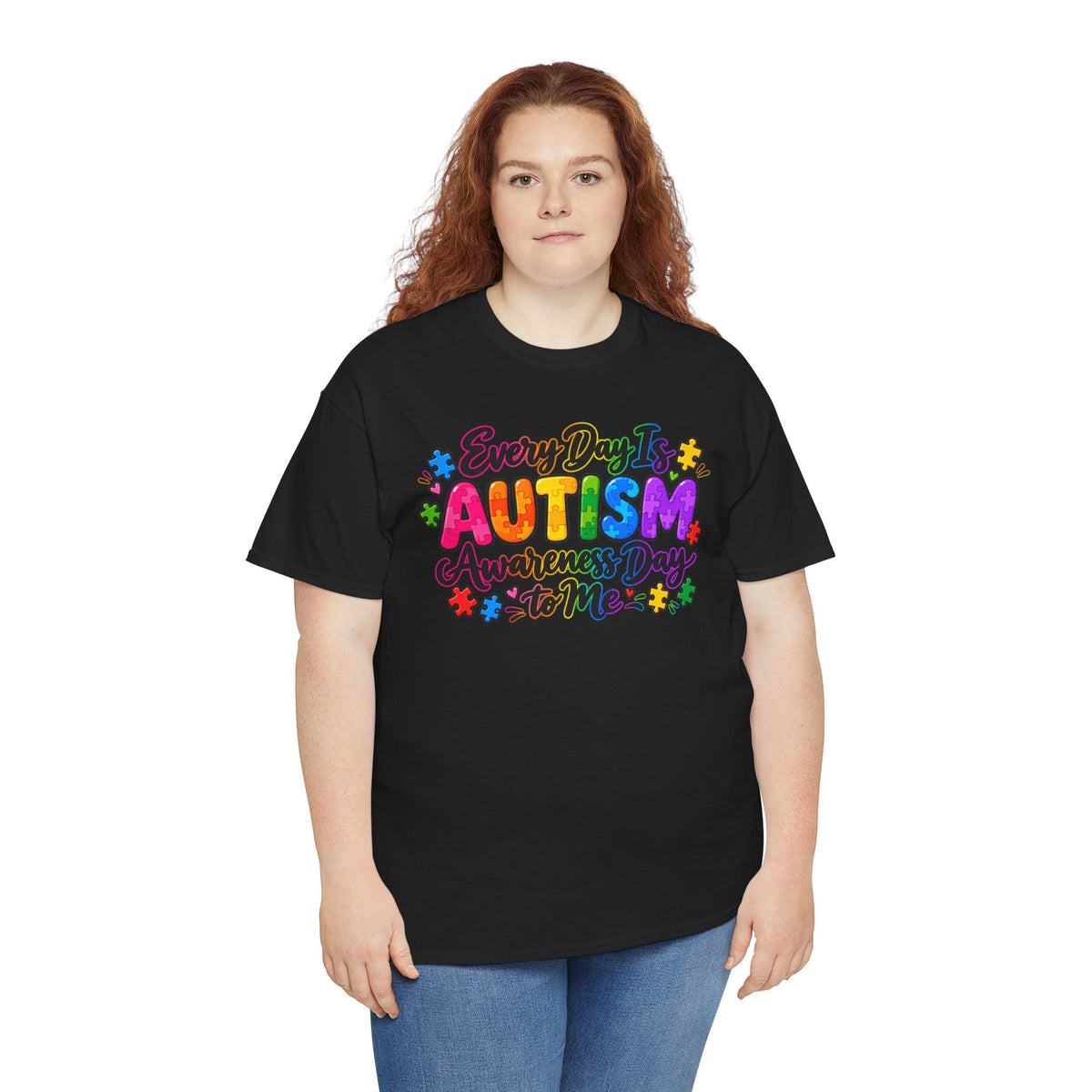 Autism Awareness T-Shirt — "Every Day Is Autism Awareness Day to Me" Colorful Puzzle Tee