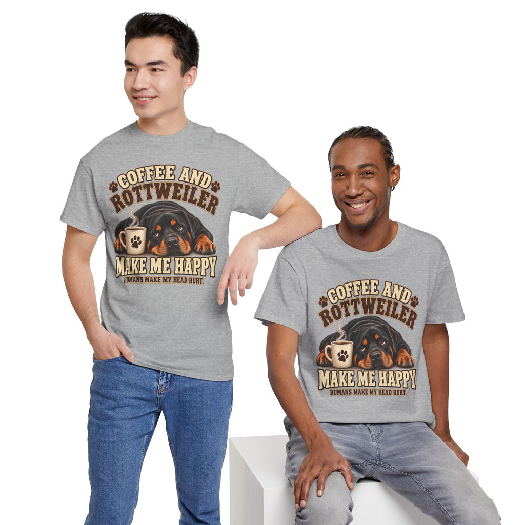 Coffee and Rottweiler Tee — "Coffee and Rottweiler Make Me Happy" Dog Lover Shirt