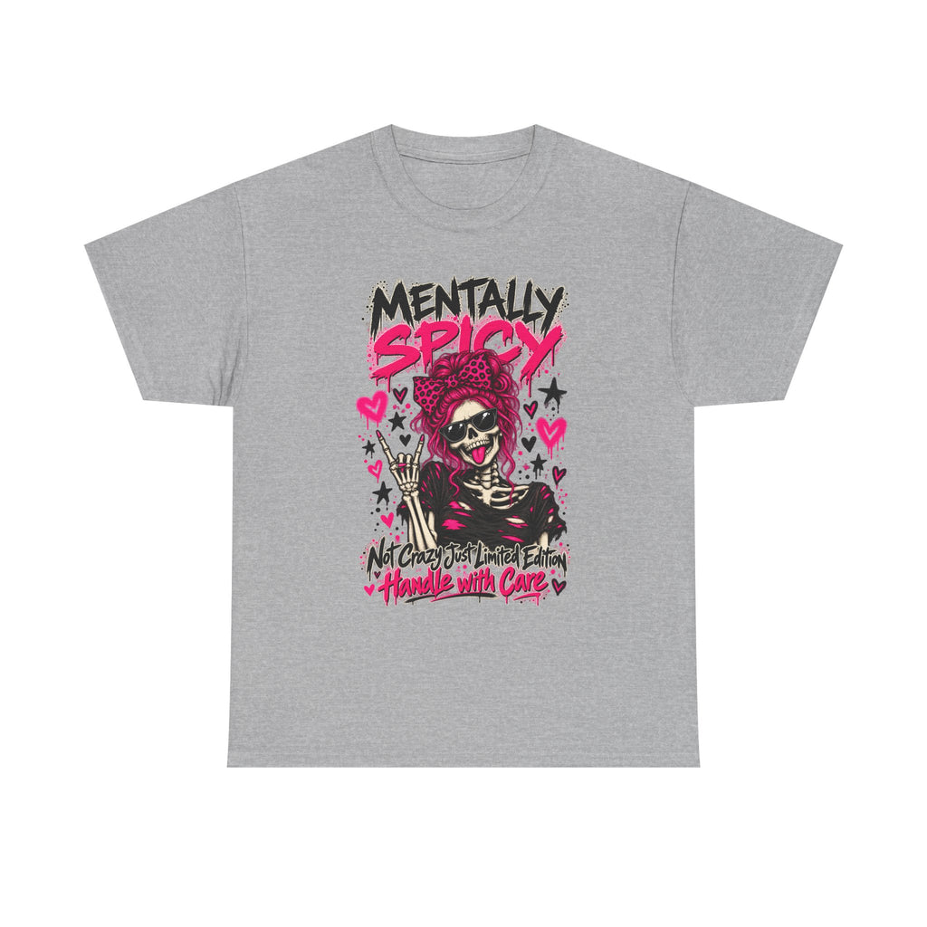 Mentally Spicy Skeleton Graphic T-Shirt