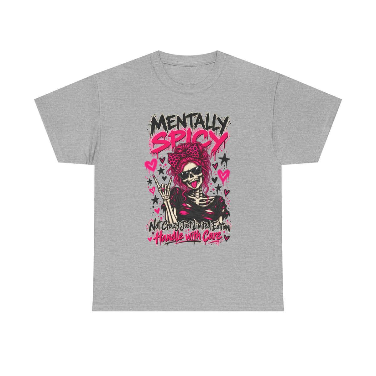 Mentally Spicy Skeleton Graphic T-Shirt