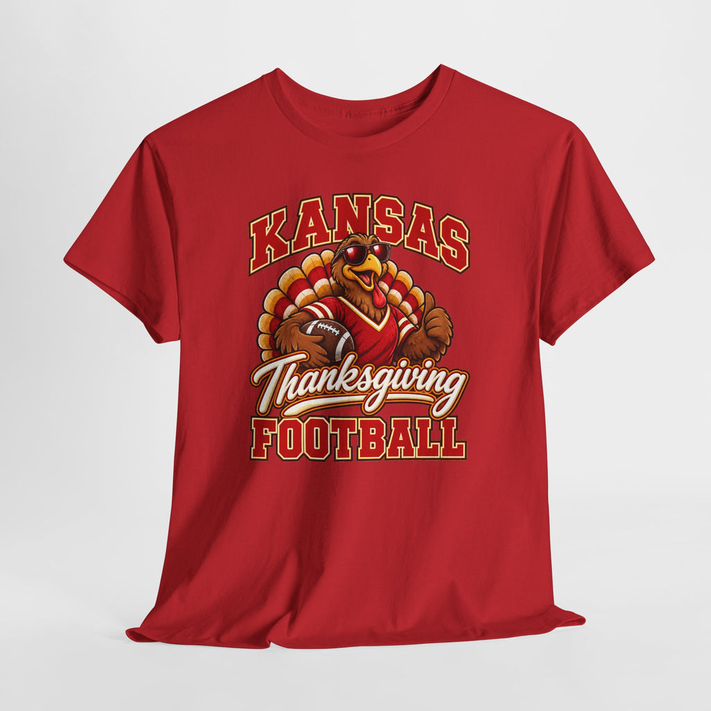 Kansas Thanksgiving Football T‑Shirt — Turkey Mascot Holiday Game Tee