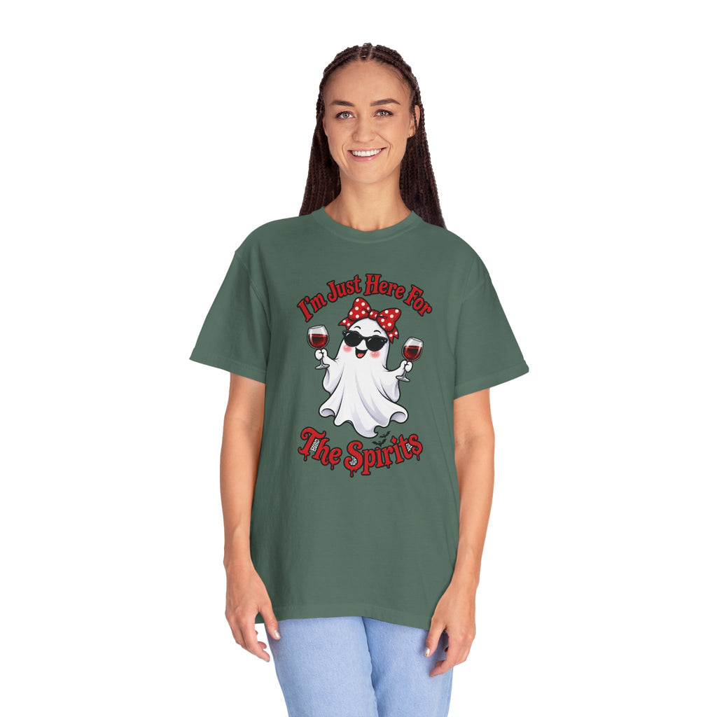 Wine Ghost T-Shirt — "I'm Just Here For The Spirits" Halloween Tee