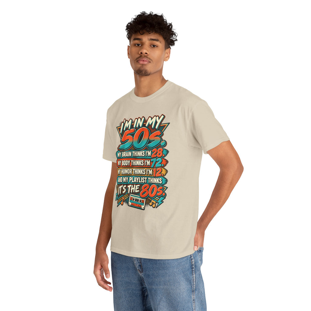 Retro 50s Birthday T‑Shirt — "I'm in My 50s" 80s Playlist Cassette Tee