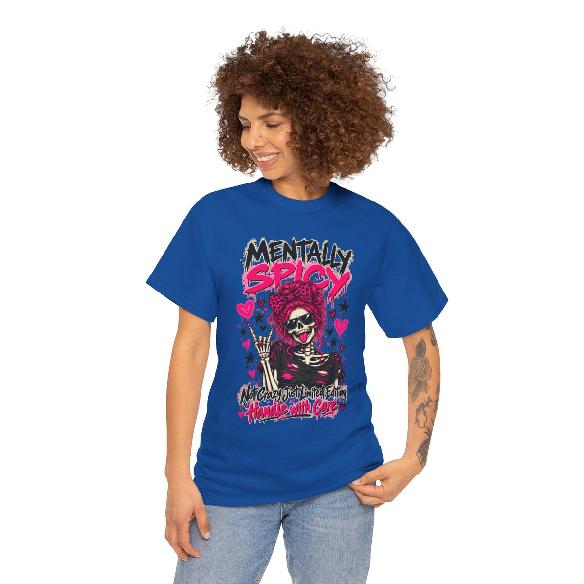 Mentally Spicy Skeleton Graphic T-Shirt