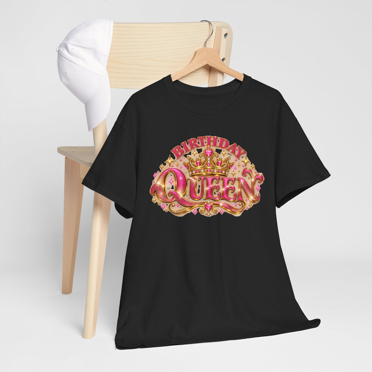 Birthday Queen Graphic T-Shirt | Pink & Gold Crown
