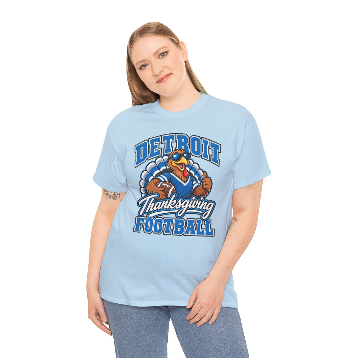 Detroit Thanksgiving Football Tee — Turkey Mascot Game Day Shirt