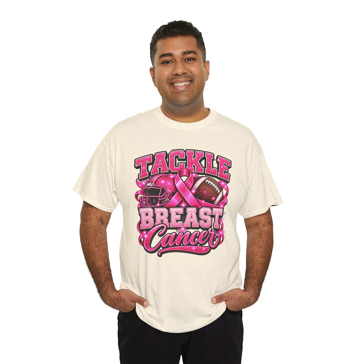 T-Shirt — "Tackle Breast Cancer" Pink Football Awareness Tee