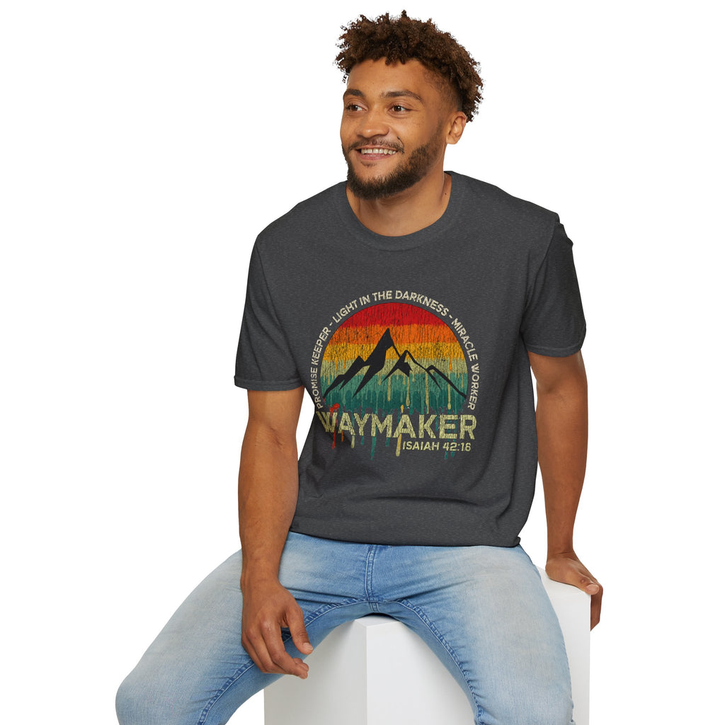 Waymaker Mountain T-Shirt — “Promise Keeper, Light in the Darkness” Christian Graphic Tee