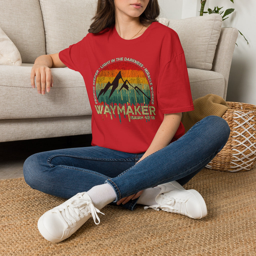 Waymaker Mountain T-Shirt — “Promise Keeper, Light in the Darkness” Christian Graphic Tee