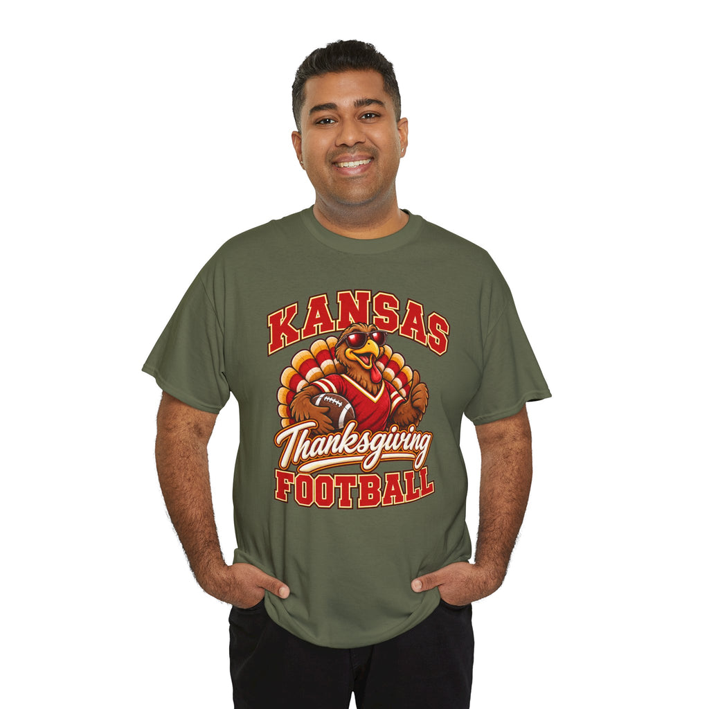 Kansas Thanksgiving Football T‑Shirt — Turkey Mascot Holiday Game Tee