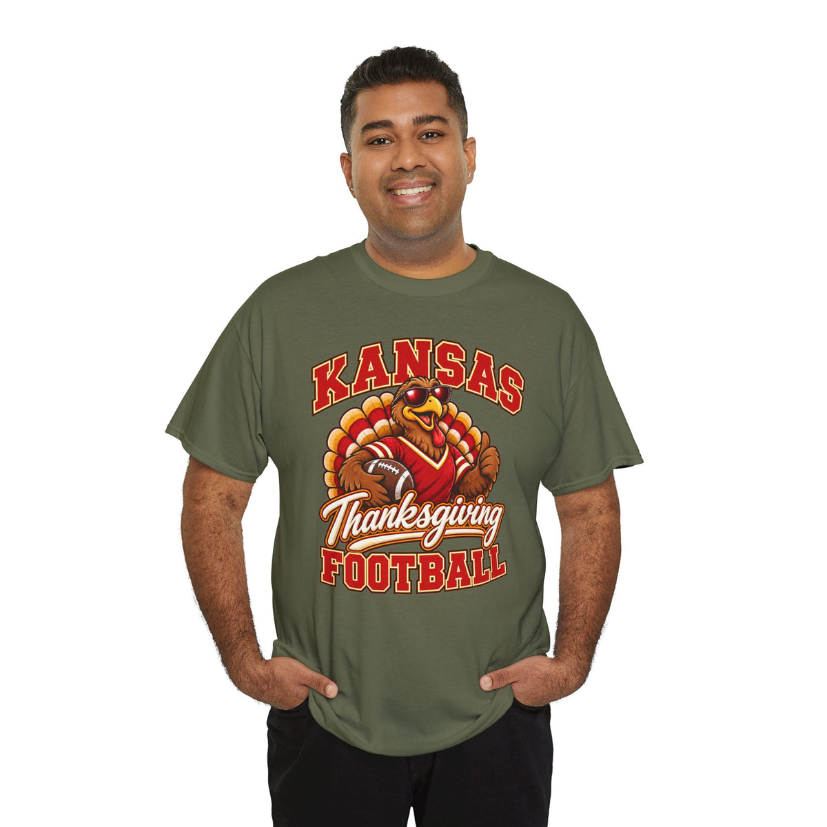 Kansas Thanksgiving Football T‑Shirt — Turkey Mascot Holiday Game Tee