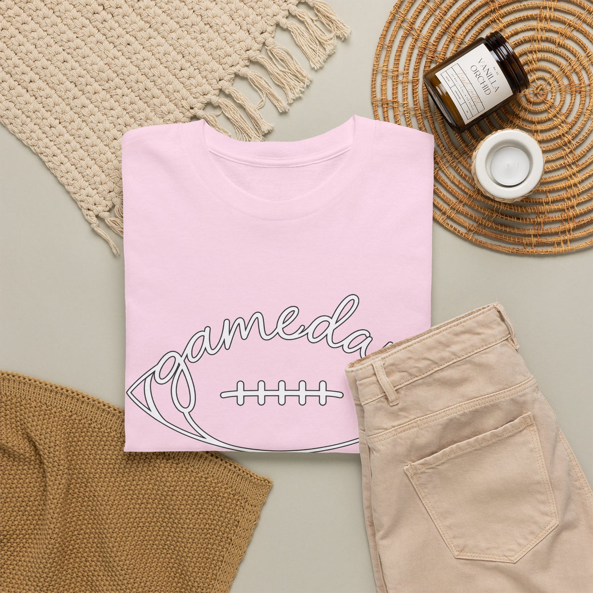 Gameday Football Tee — 'gameday' Script Football Graphic T-Shirt