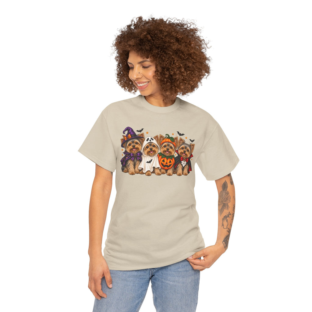 Halloween Yorkie T-Shirt — Cute Yorkies in Costumes (Pumpkin, Ghost, Witch, Vampire)