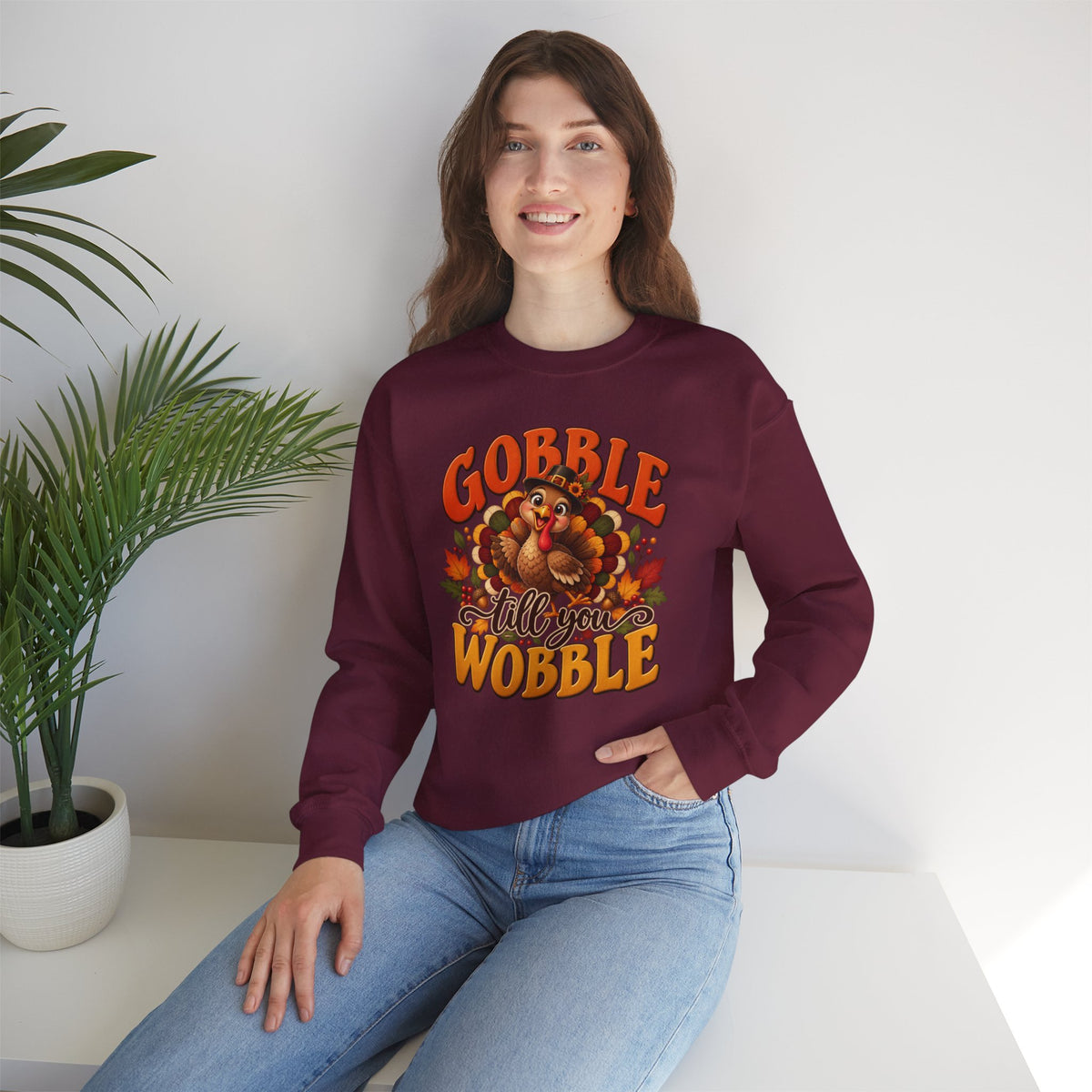 Thanksgiving Turkey 'Gobble Till You Wobble' Crewneck Sweatshirt