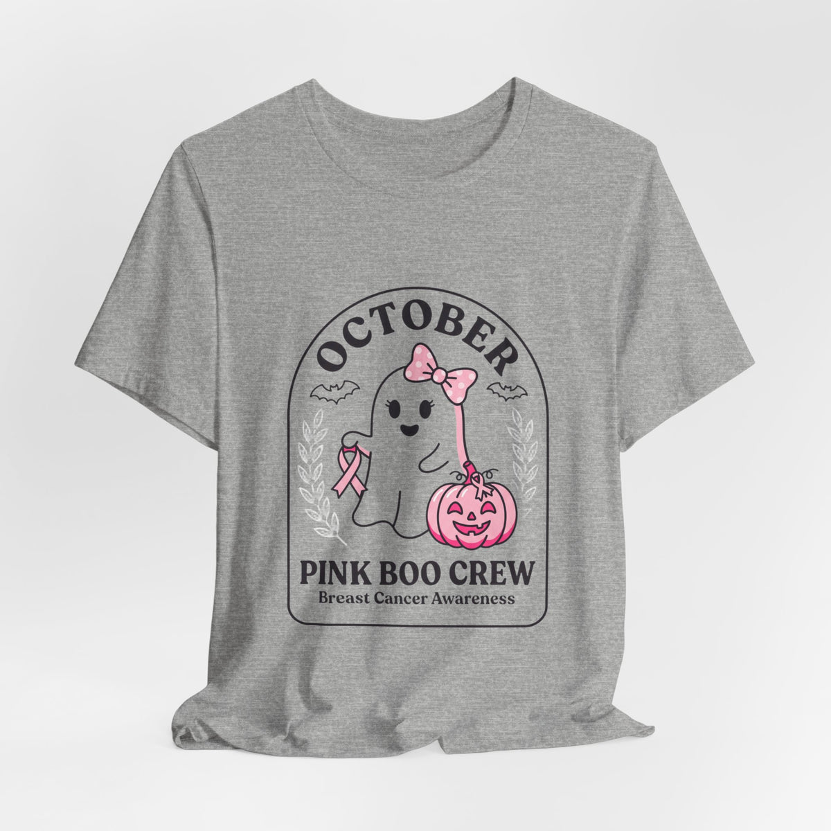 October Pink Boo Crew Tee — Breast Cancer Awareness Ghost T-Shirt