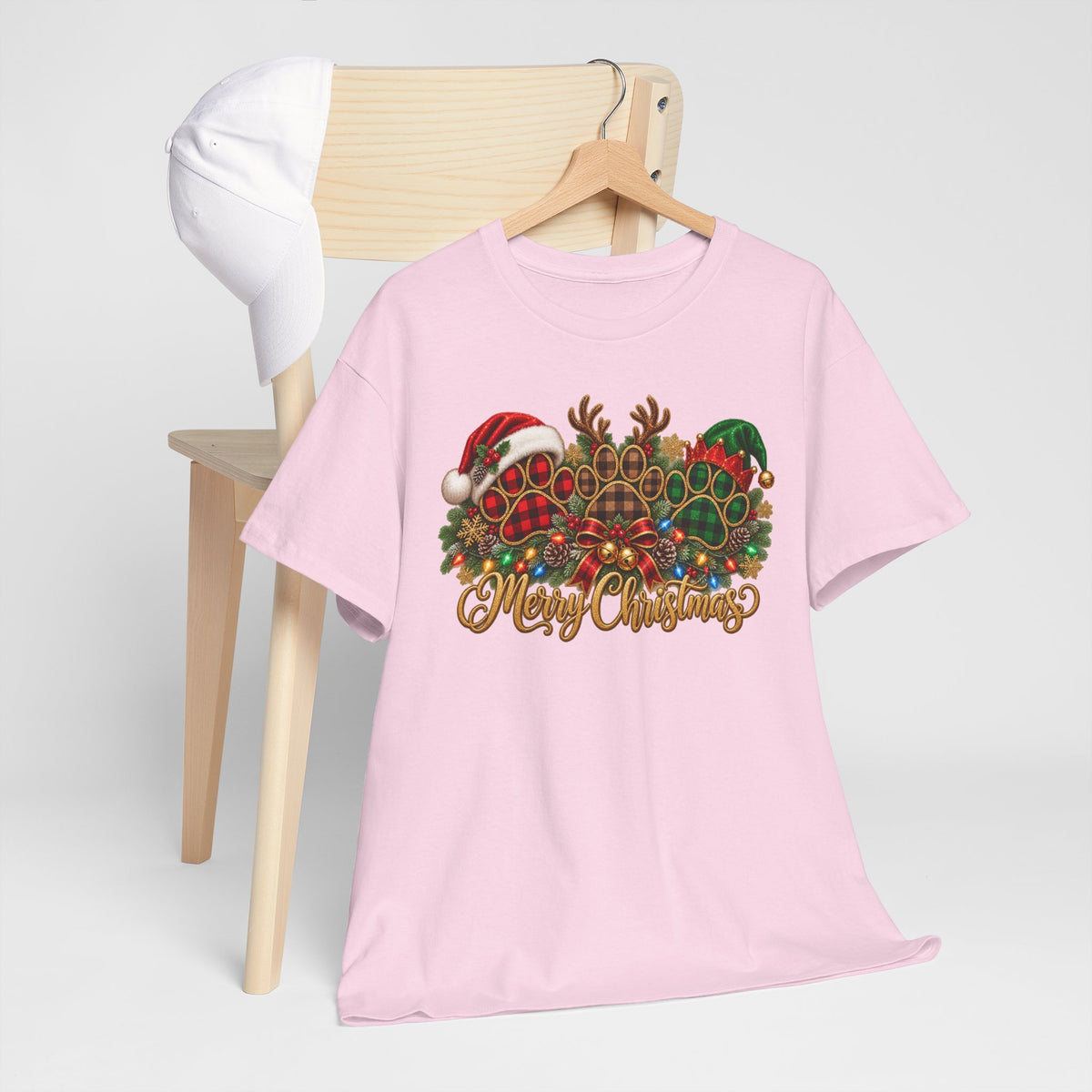 Merry Christmas Paw Prints Holiday Graphic Tee