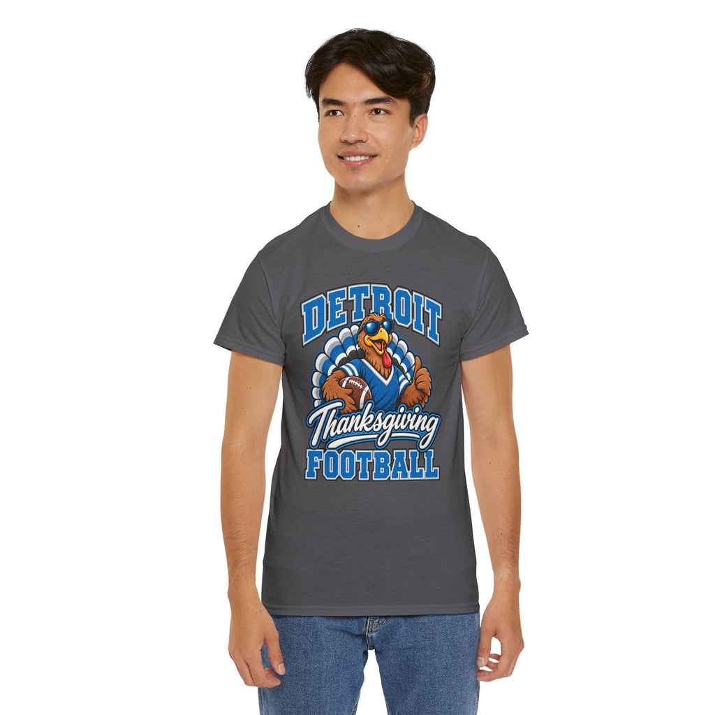 Detroit Thanksgiving Football Tee — Turkey Mascot Game Day Shirt