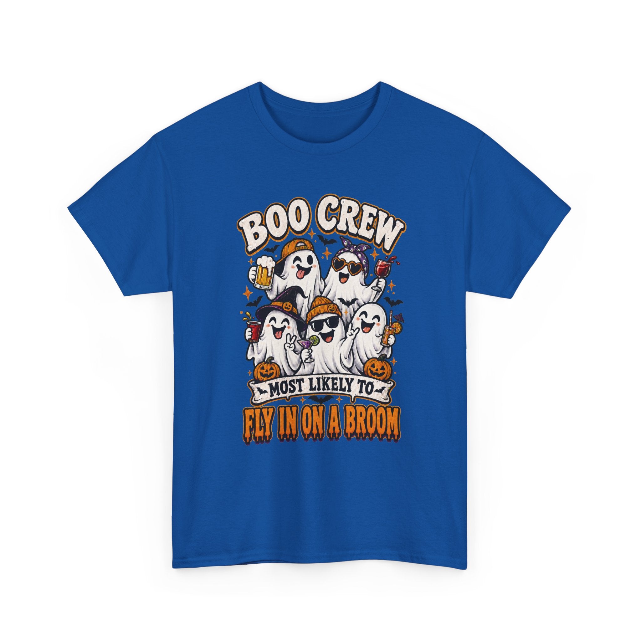 Boo Crew T-Shirt — “Most Likely to Fly on a Broom” Halloween Ghost Tee