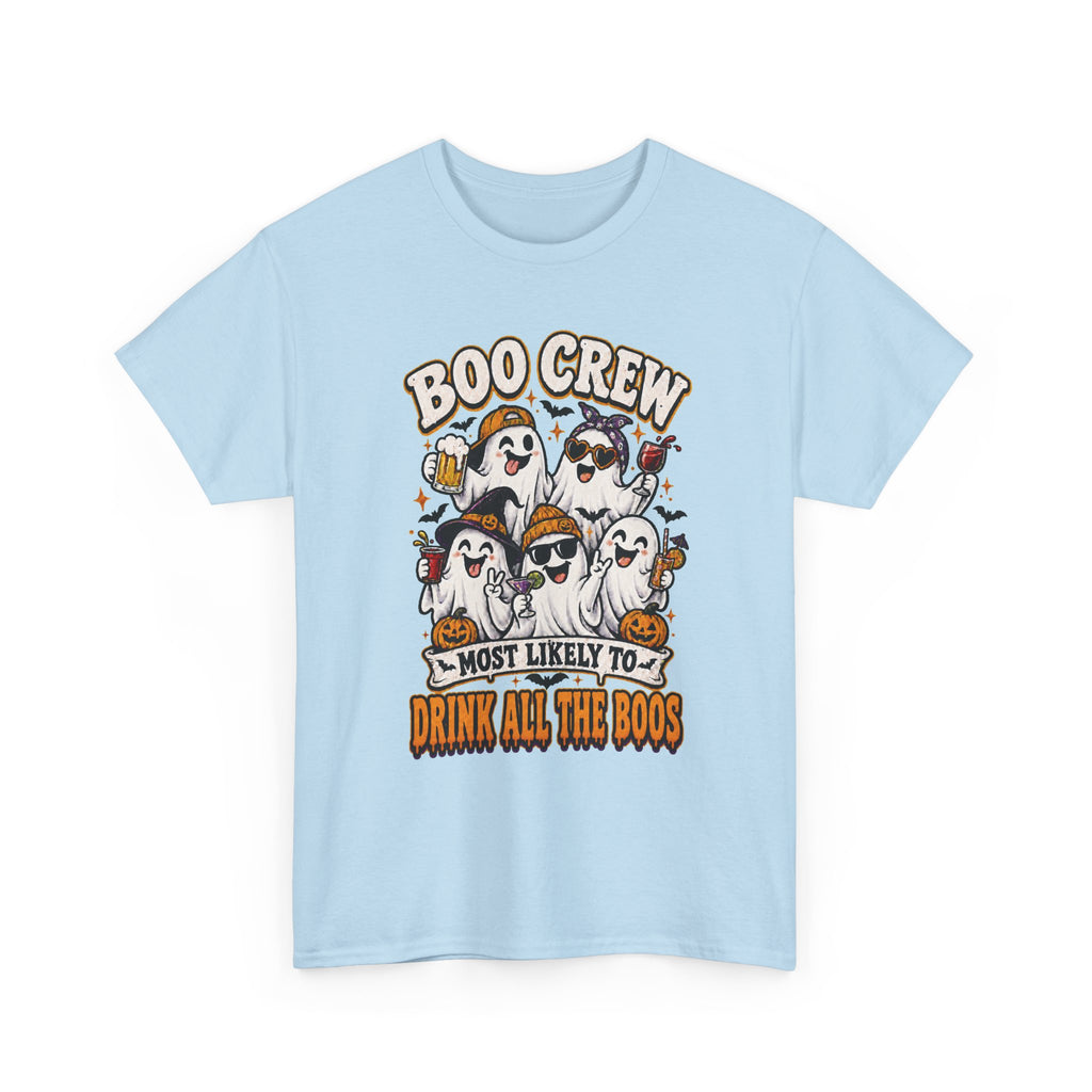 Boo Crew Halloween Tee — “Most Likely To Drink All The Boos” Ghost Party Shirt