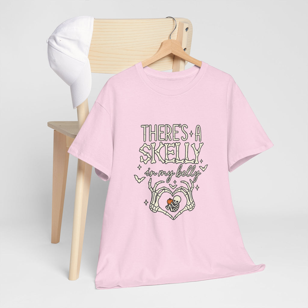 Skeleton Heart T‑Shirt — "There's a Skelly in My Belly" Cute Halloween Tee