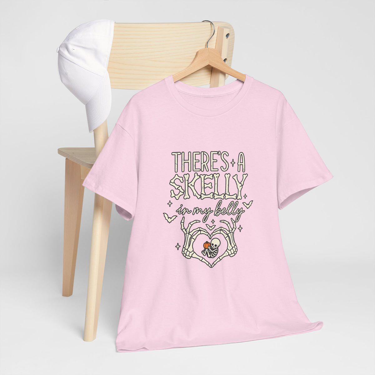Skeleton Heart T‑Shirt — "There's a Skelly in My Belly" Cute Halloween Tee