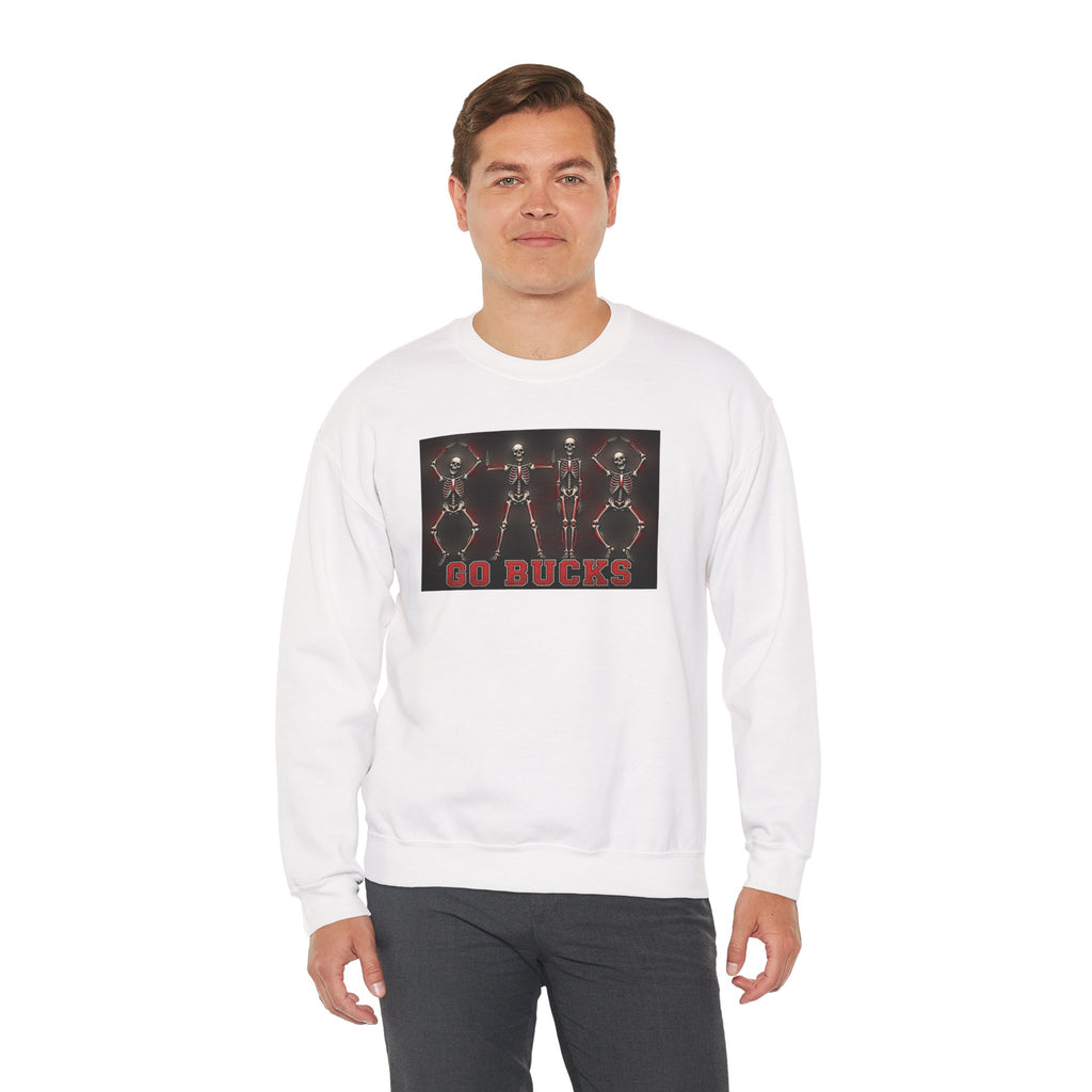 Crewneck Sweatshirt — 'Go Bucks' Dance Skeletons Graphic