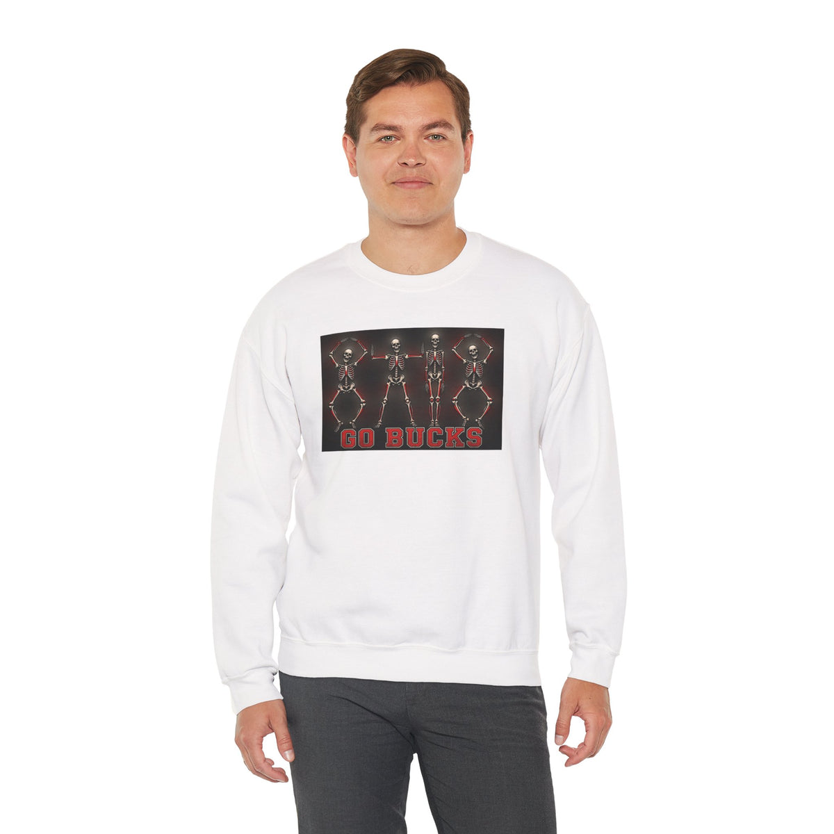 Crewneck Sweatshirt — 'Go Bucks' Dance Skeletons Graphic