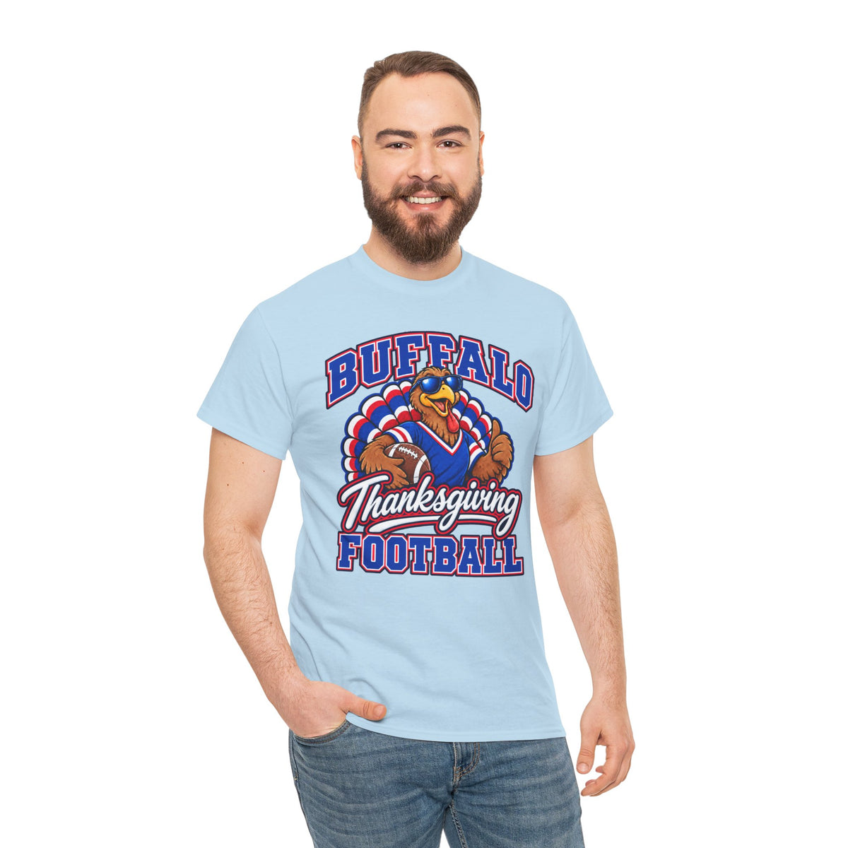 Buffalo Thanksgiving Football T-Shirt — Turkey Mascot Game Day Tee