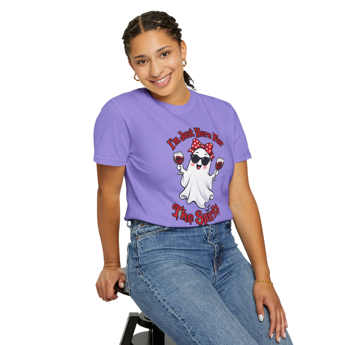Wine Ghost T-Shirt — "I'm Just Here For The Spirits" Halloween Tee