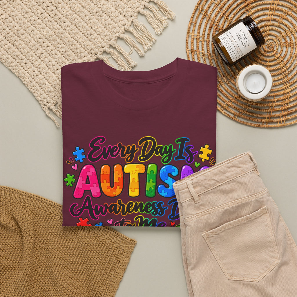 Autism Awareness T-Shirt — "Every Day Is Autism Awareness Day to Me" Colorful Puzzle Tee