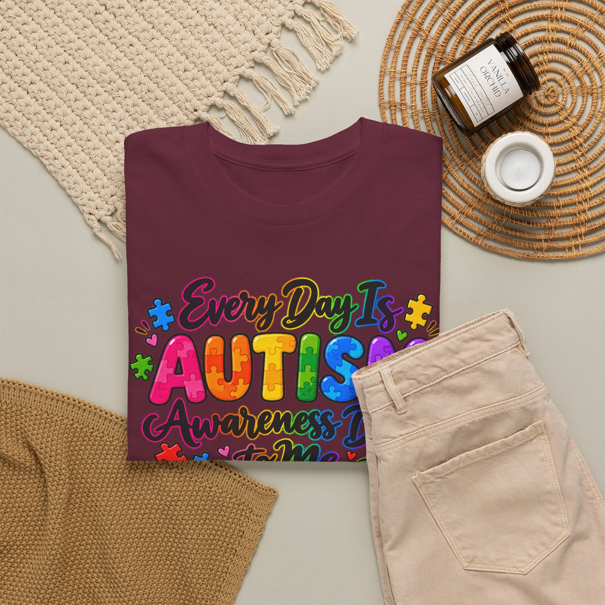 Autism Awareness T-Shirt — "Every Day Is Autism Awareness Day to Me" Colorful Puzzle Tee