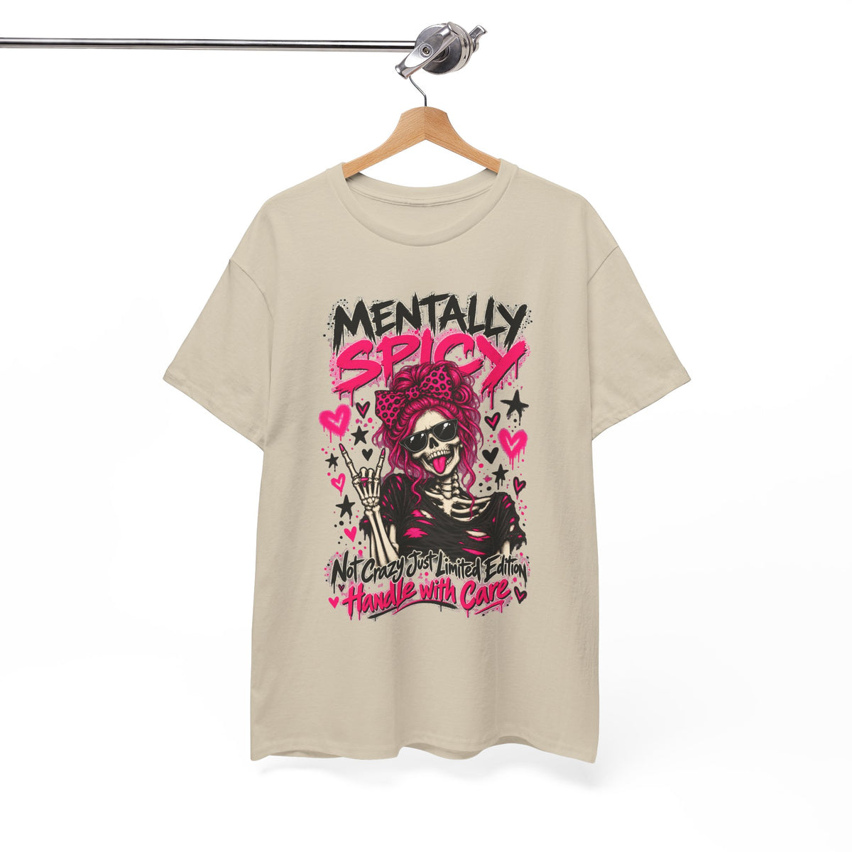 Mentally Spicy Skeleton Graphic T-Shirt