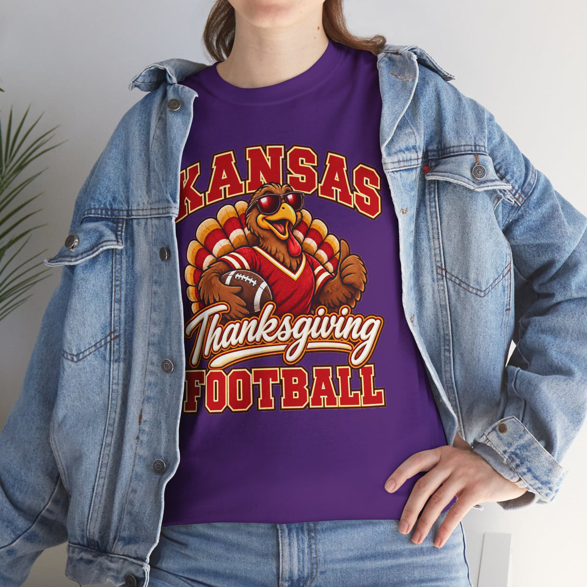 Kansas Thanksgiving Football T‑Shirt — Turkey Mascot Holiday Game Tee