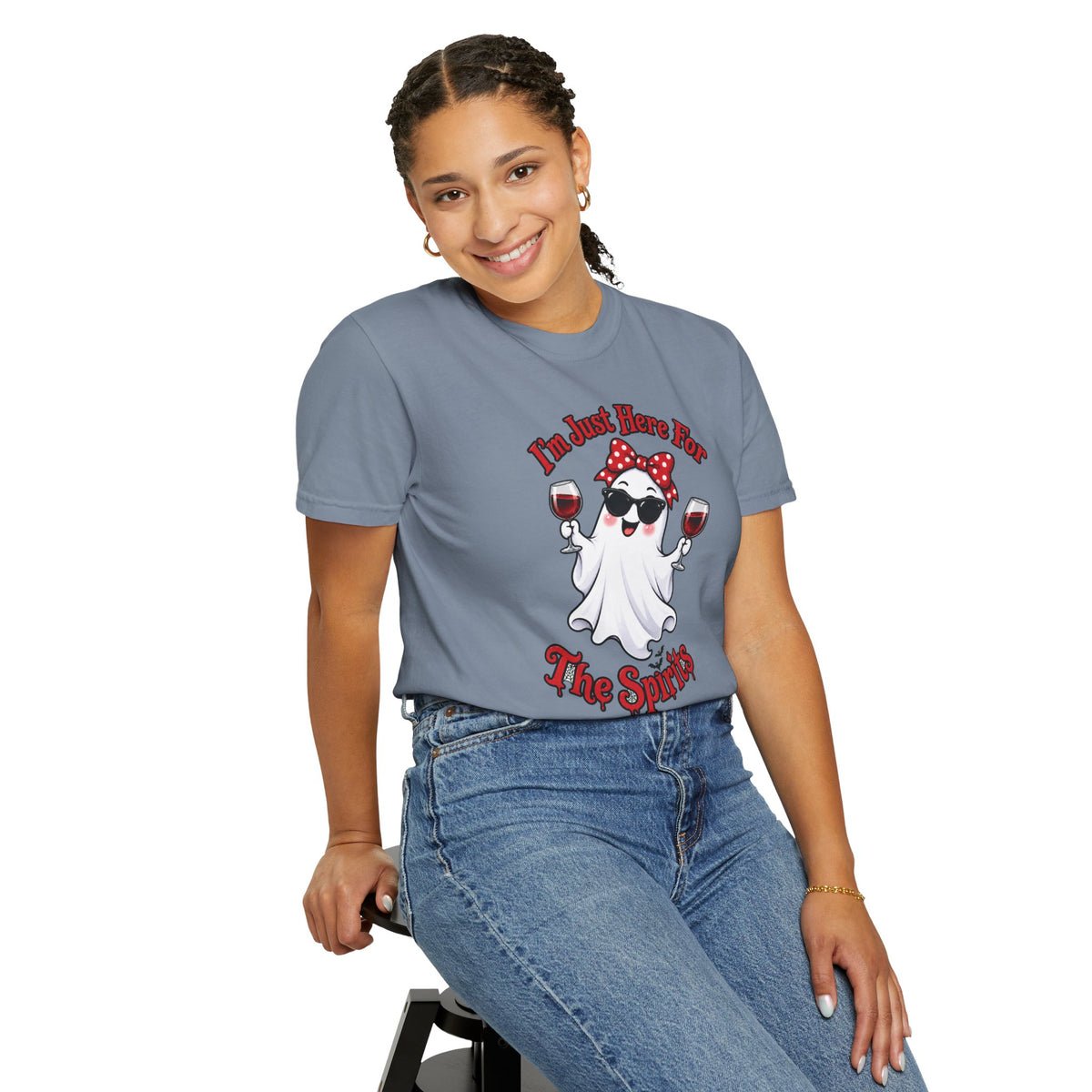 Wine Ghost T-Shirt — "I'm Just Here For The Spirits" Halloween Tee