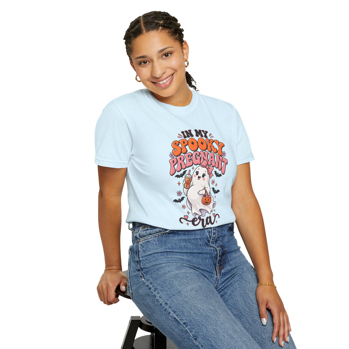 Pregnant Halloween T-Shirt — "In My Spooky Pregnant Era" Cute Ghost Maternity Tee