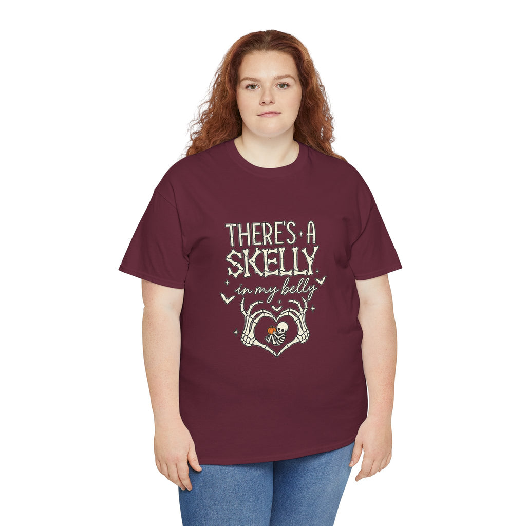 Skeleton Heart T‑Shirt — "There's a Skelly in My Belly" Cute Halloween Tee