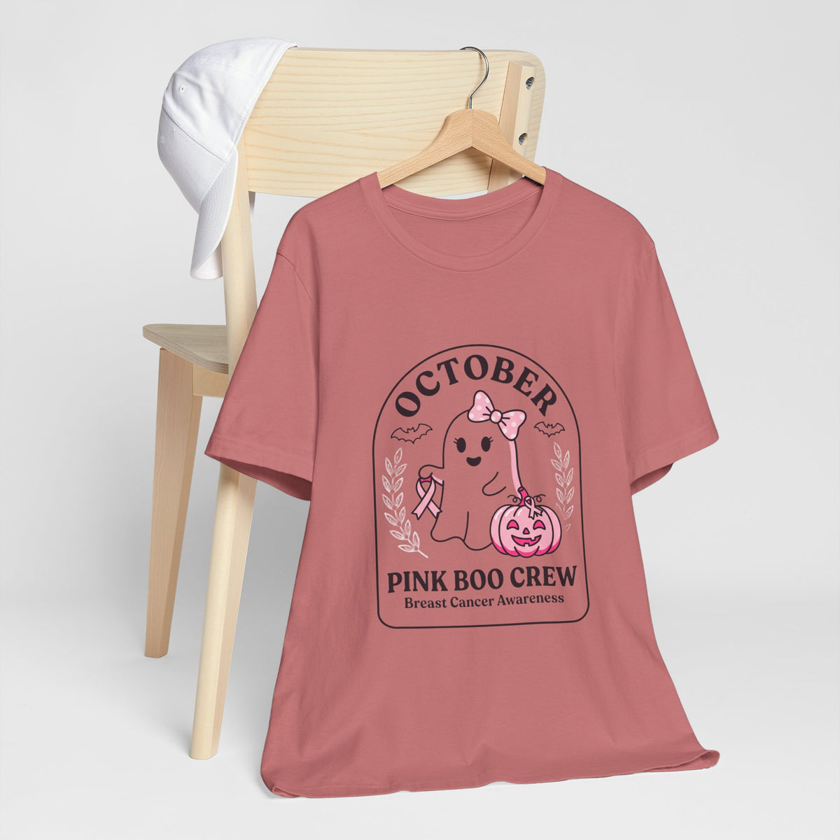 October Pink Boo Crew Tee — Breast Cancer Awareness Ghost T-Shirt