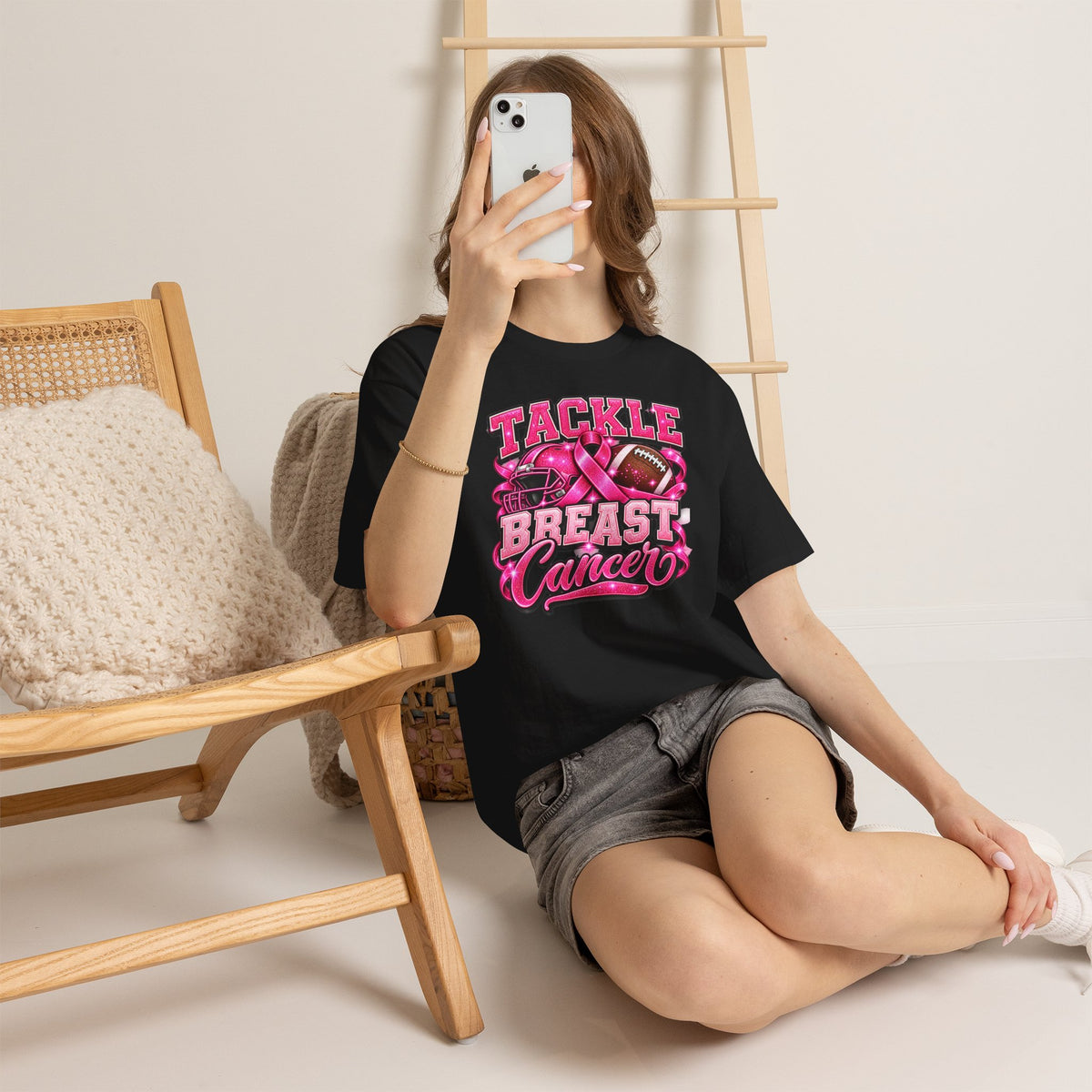 T-Shirt — "Tackle Breast Cancer" Pink Football Awareness Tee