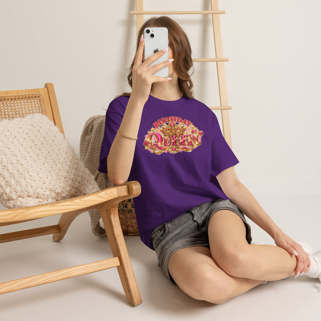Birthday Queen Graphic T-Shirt | Pink & Gold Crown